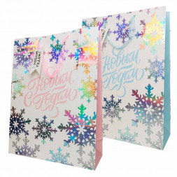 Пакет ЛЮКС НГ С новым годом с блестками размер 31*44*12см