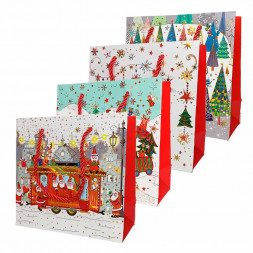 Пакет ЛЮКС НГ Новогодний мини с золотым тиснением размер 14*15*7см