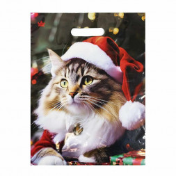 Пакет вырубной ПВД Новогодний кот 31*40см 60 мкм 50шт