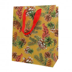 Пакет крафт новогодний размер 18*23*10см